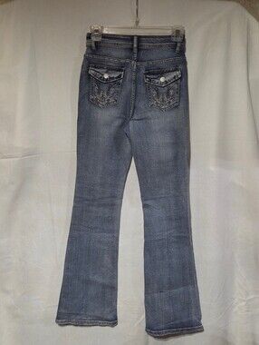 SHEIN Dark Blue Flare Jeans with Embroidered Back Pockets